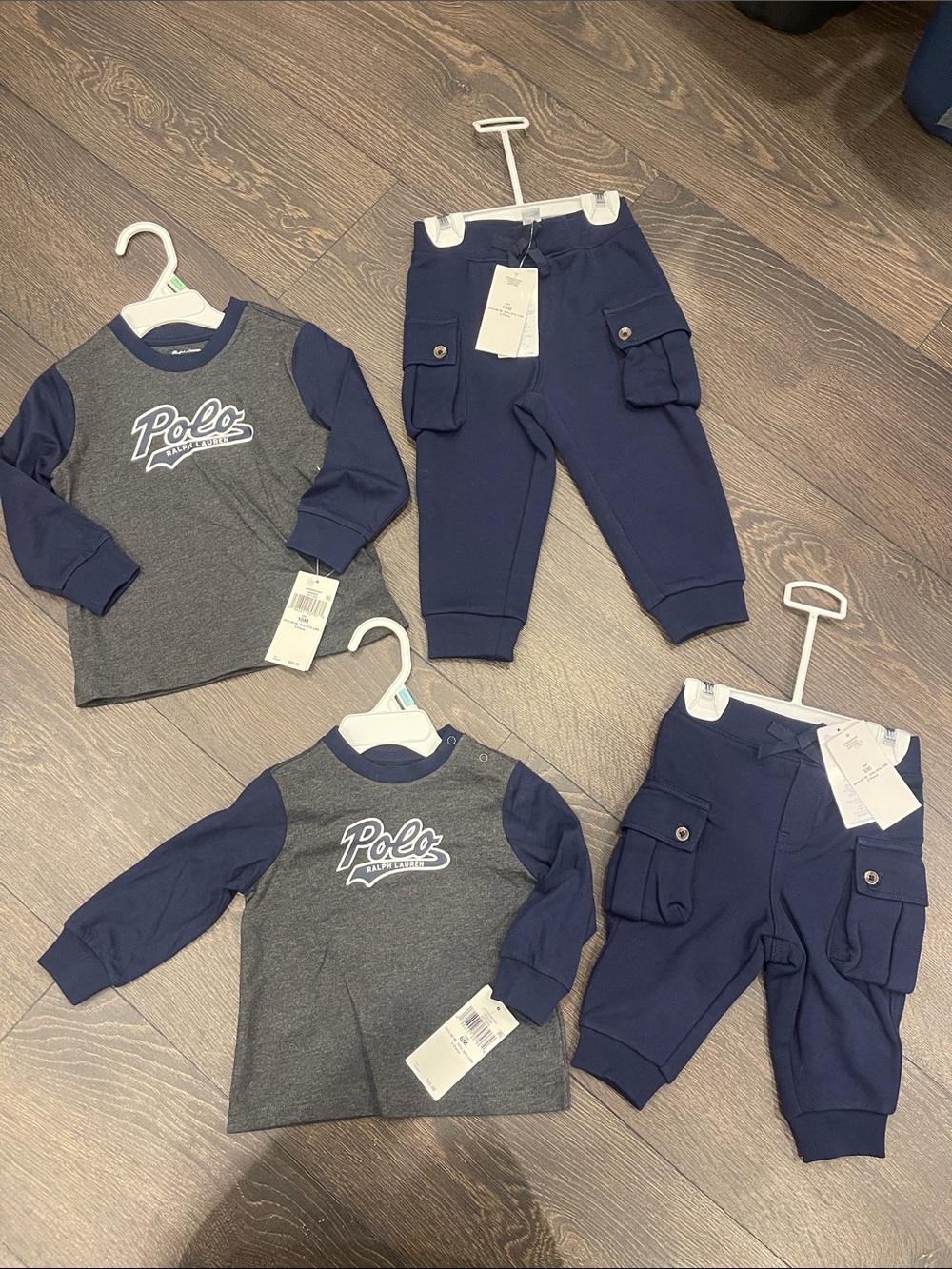 Polo by Ralph Lauren Navy & Gray Kids Jogger Set with Cargo Pants